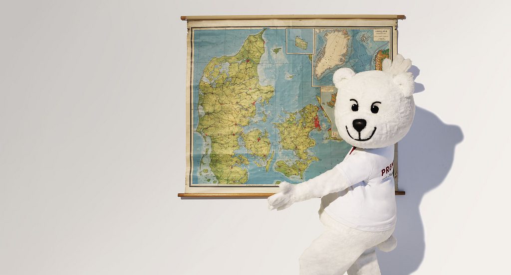 Premier is maskotten fremstillet som maskotkostume.